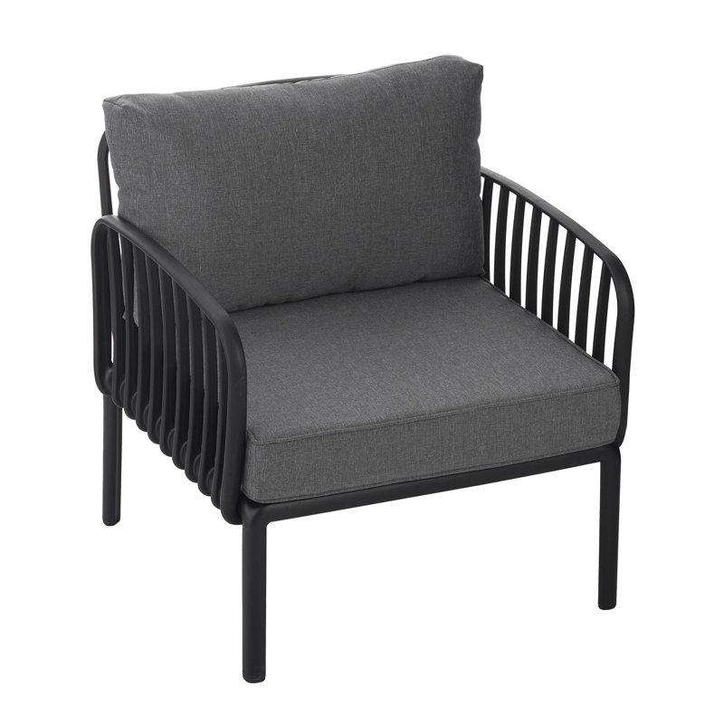 Valliere Outdoor Club Chair, Gris foncé, Noir