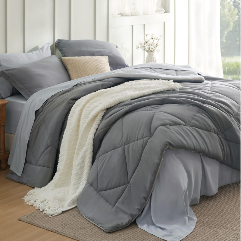 Best Seller Bedsure Comforter Set Reversible Bedding for All Seasons-89GSM, Full Comforter + 4 Additional Pieces