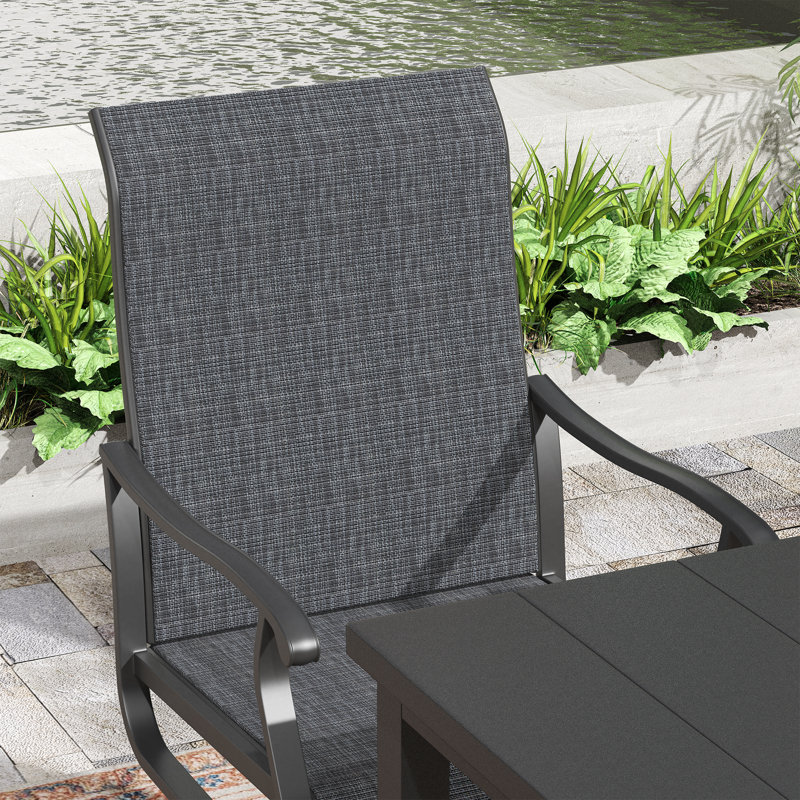 Fauteuils d'extérieur pivotants, Coussin gris anthracite / structure noire