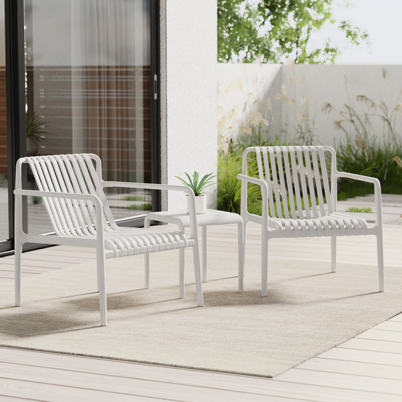 Fauteuil club de patio empilable (ensemble de 2), White