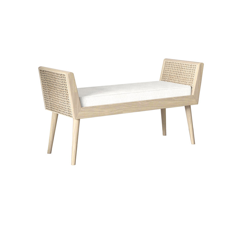 Haajra Cotton Upholstered Bench, White