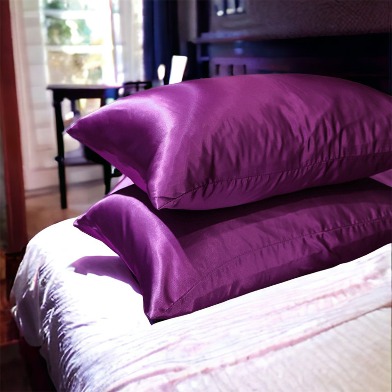 Silk Like Satin Duvet covers soft Lightweight 3 Pieces Silky Bedding with Zipper Closure, Purple