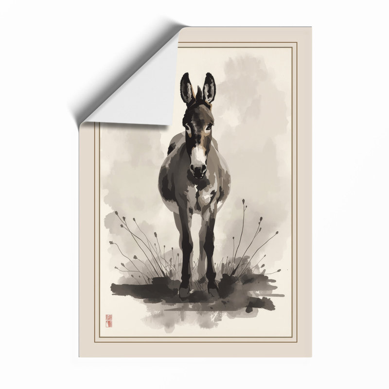 Defiant Donkey Japandi - Framed Print, A1 - 84.1 x 59.4 cm, Unframed