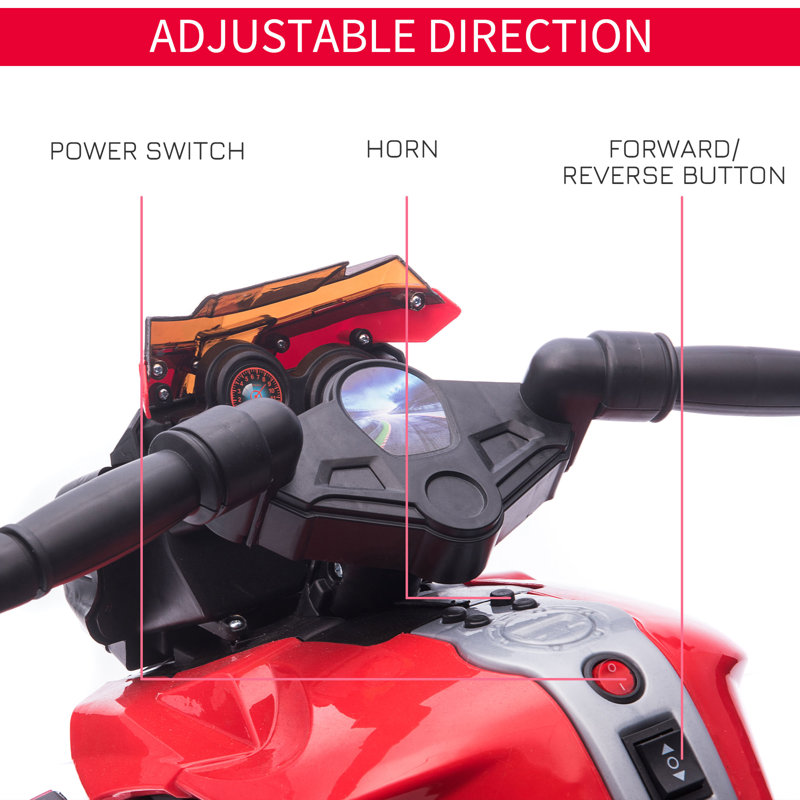 6-Volt Red Electric Kids Motorcycle with Training Wheels