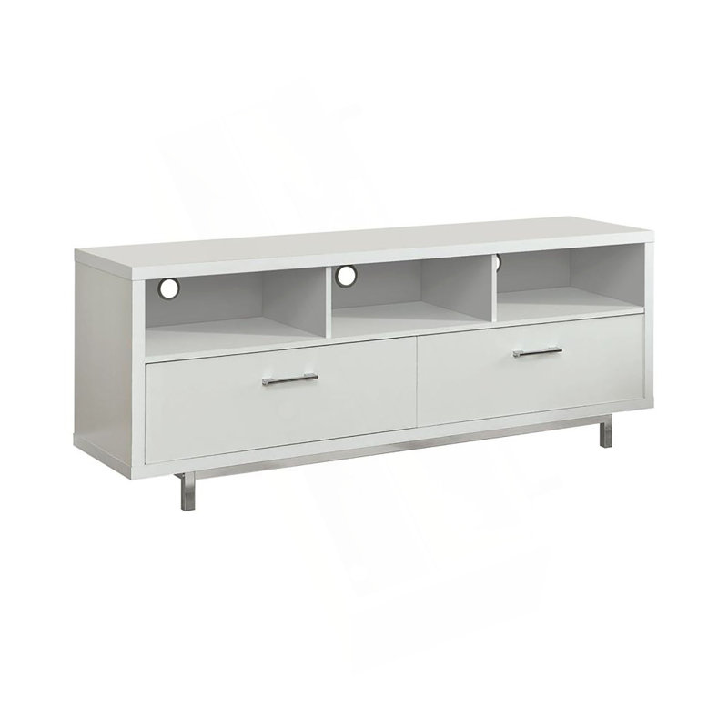 White 60-Inch Drawer Storage TV Console, White