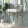 Ceramic White Rectangular Single Faucet Hole 24 in Console Bathroom Sink with Overflow