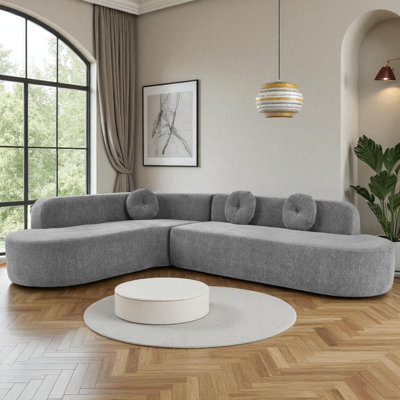 L-Shape 122" Wide Upholstered Sectional With Pillows by Ivy Bronx