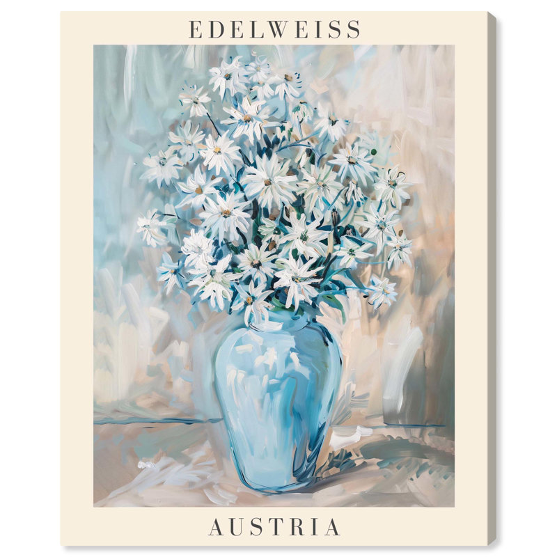 Vases Edelweiss, Toile tendue, H 20 po x l 16 po
