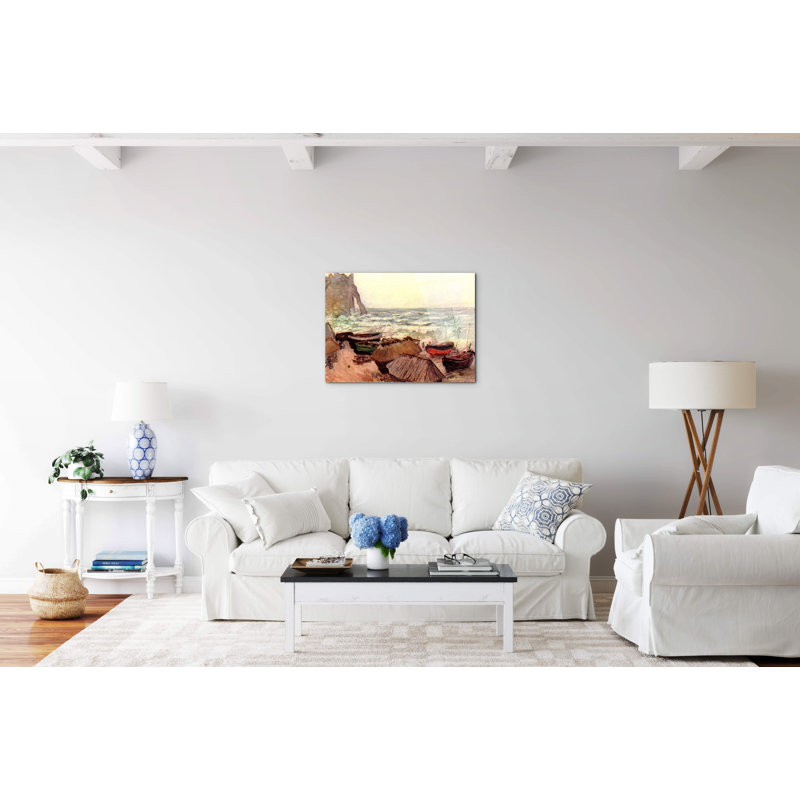 Durchbrochener rock at Etretat by Monet Claude 57cm H X 76cm W CrystalArt Material Acrylic Glass Effect, Frameless Panel Lightweight Ready to Hang