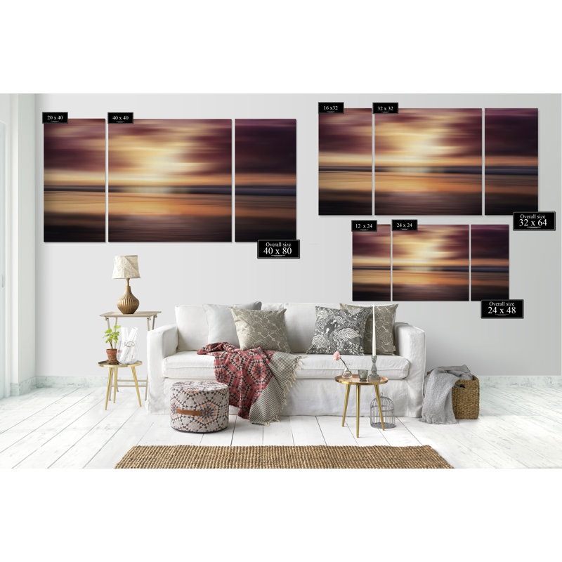 «Evening Light», 3 impressions sur toile, H 24 po x l 48 po x P 1,5 po