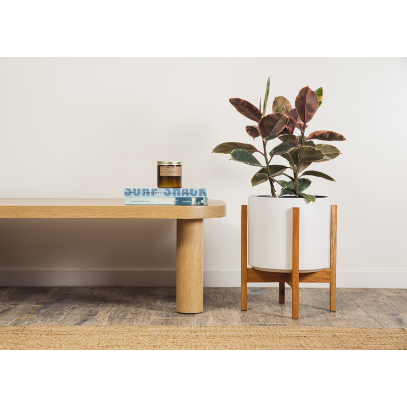 Pot à fleurs en grès Keyes, Blanc/clair, H 16,25 po x l 13,5 po x P 13,5 po