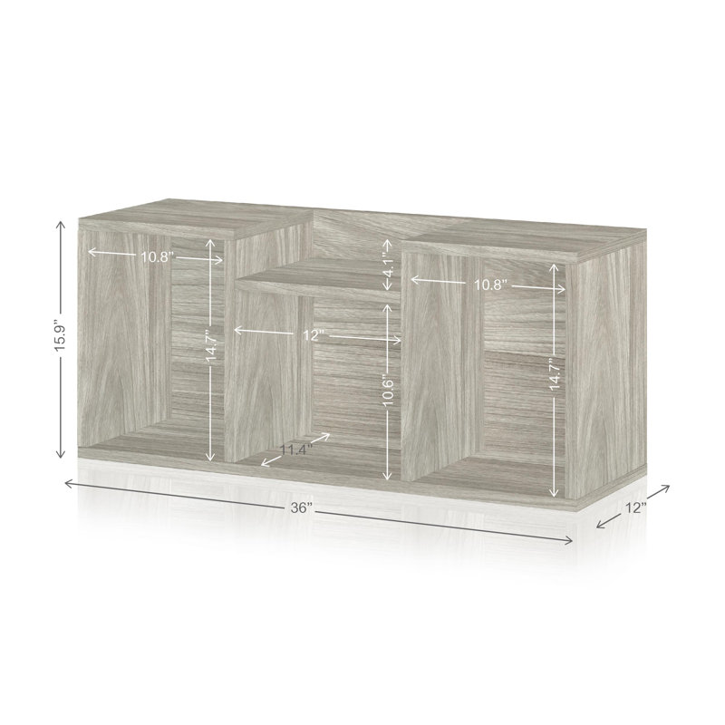 Wayland 15.9'' H x 36'' W Stackable Bookcase, Aspen Grey