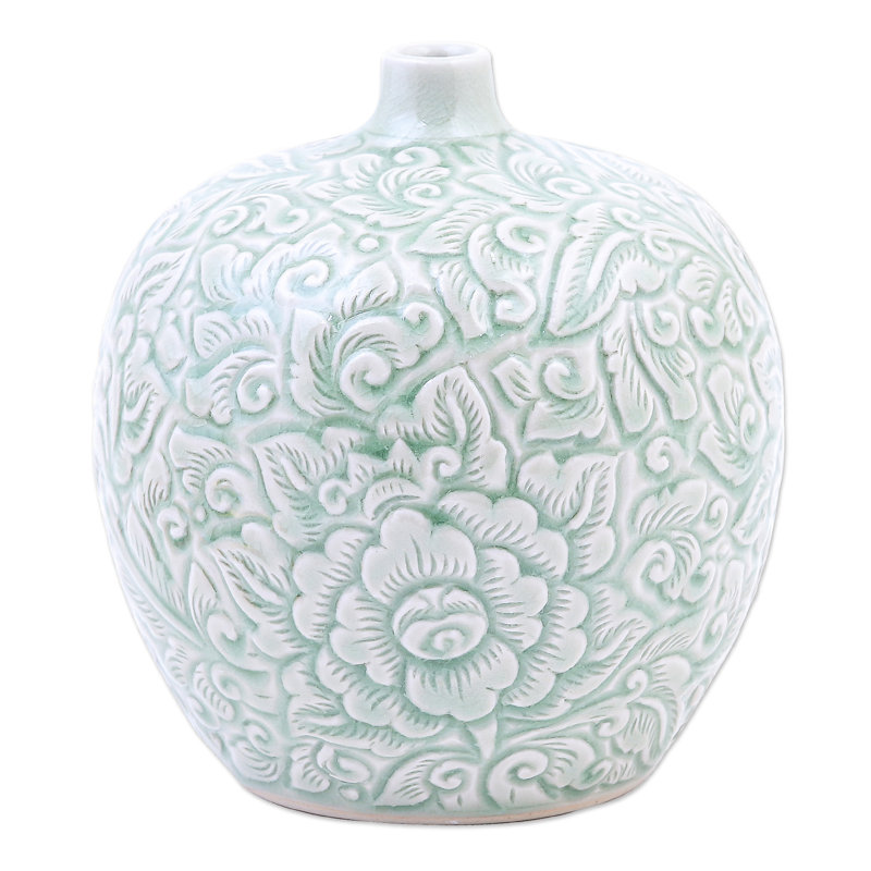 Vase de plancher en céramique bleu clair Byran