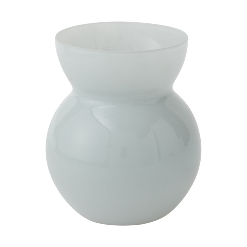 Handmade Glass Table Vase, Light Blue, 6.5" H x 5.5" W x 5.5" D