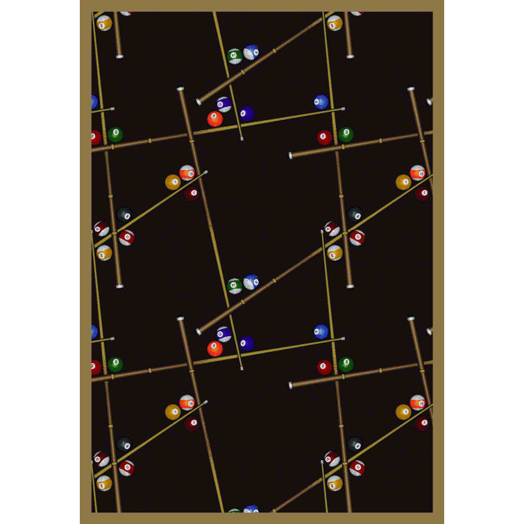 Gaming and Entertainment Snookered Tufted Chocolate Area Rug