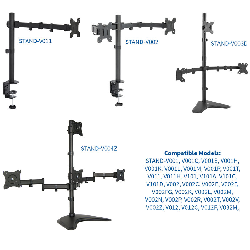 Black Adjustable Dual Monitor Arm for Desk Mount