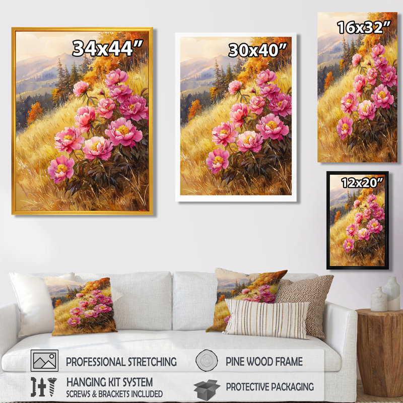 Basden - Floral Canvas Wall Art, Silver, 20" H x 12" W, Reproduction encadrée d'une seule photo