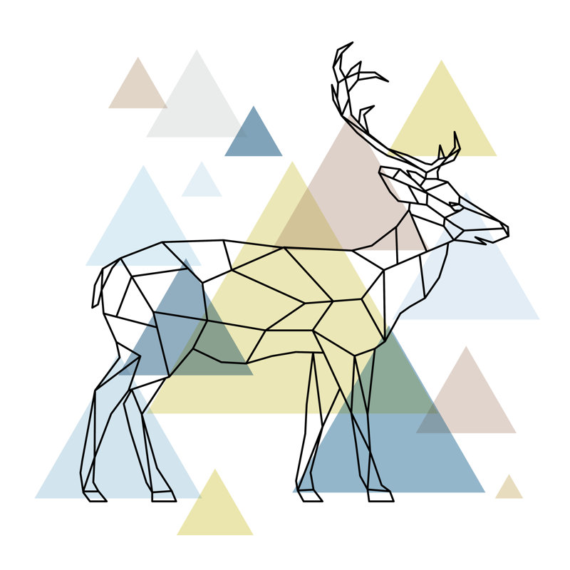 Geometric Deer Vector - Wrapped Canvas Print, 30cm H x 30cm W x 3.8cm D