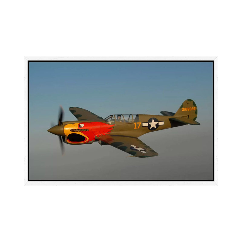 P-40 Warhawk Flying Over Chino, California by Phil Wallick - Gallery-Wrapped Canvas Giclée on Canvas, White Framed