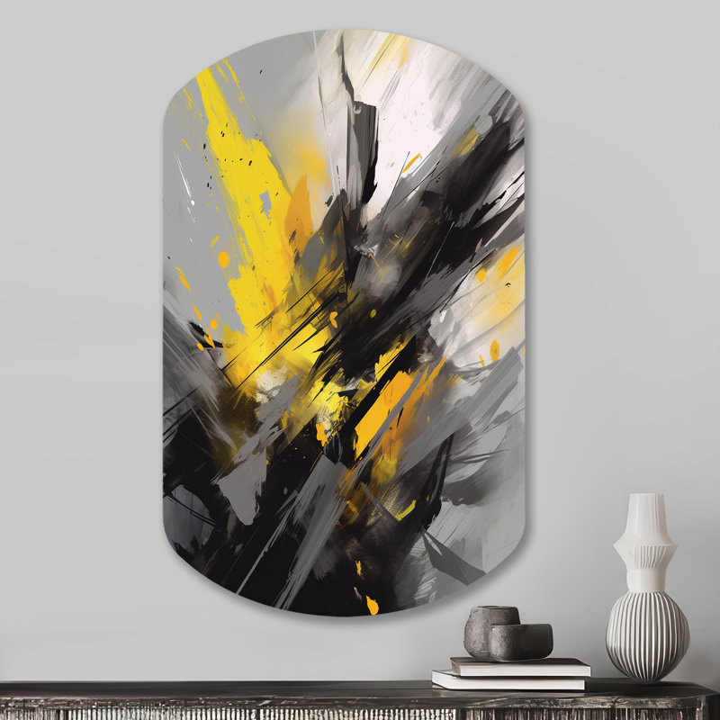 Soorya jaune gris vibrant tourbillons II, H 31 po x l 19 po x P 1 po