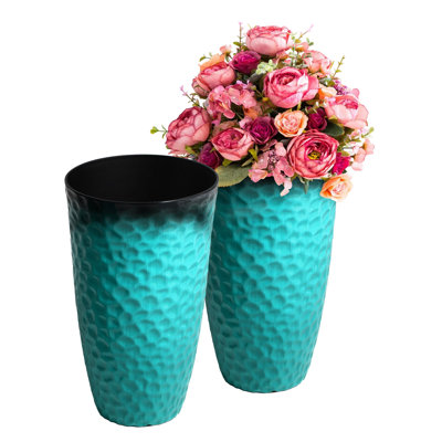 Chic Tall Round Planter, 23.5" Honeycomb-Textured Large Flower Pots for Outdoor/Indoor Plants