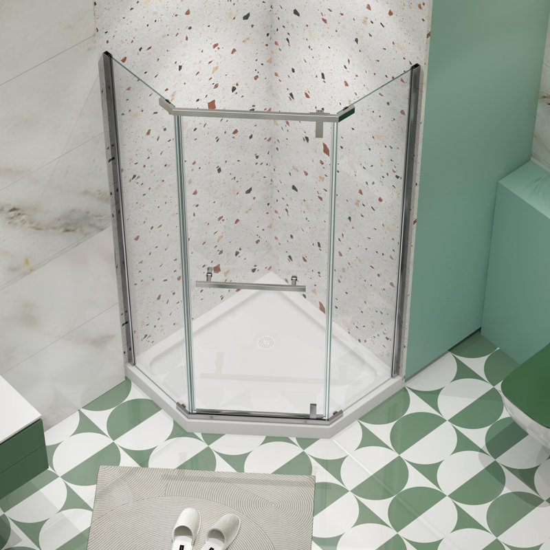 Shower Door Pivot - 1/4" Tempered Glass 34.75 In. X 72 -angle Enclosure Fluid System Robust Leakage Capacity Finish Effortless Movement Trustworthy Feature