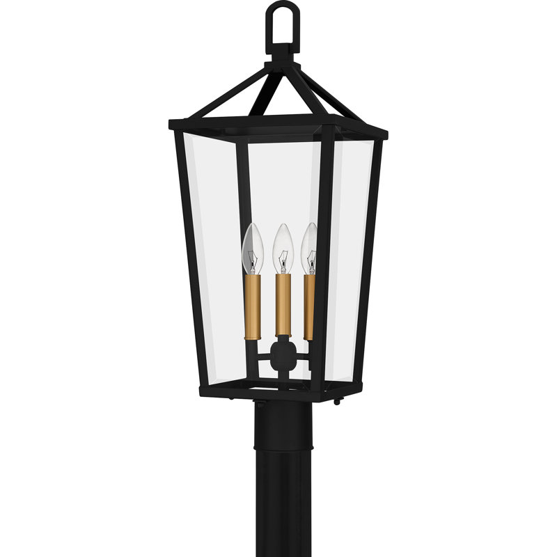 Gamlet 3-Light Matte Black Outdoor Post Lantern