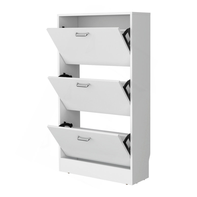 Range-chaussures avec 3 compartiments rabattables, Blanc