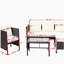 Mobilier d'extérieur: Canapé modulaire avec coussins beige attrayant et table basse hypnotisant en verre