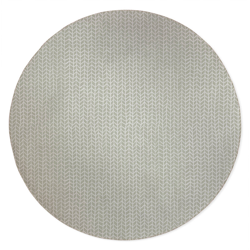 Chevron Feather Non-Slip Outdoor Rug, Round 5'