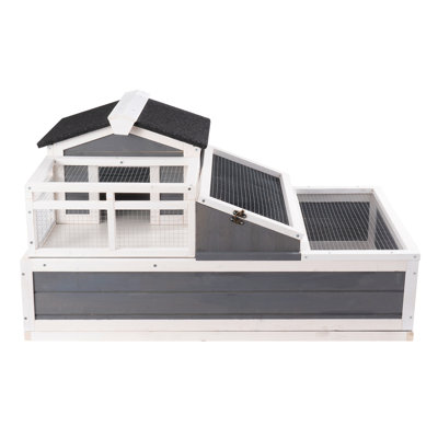 Spacieuse maison de tortue intérieure / extérieure de 44 x 25,6 x 24 po avec balcon en métal et couvercle d'activité amovible pour une utilisation sécuritaire