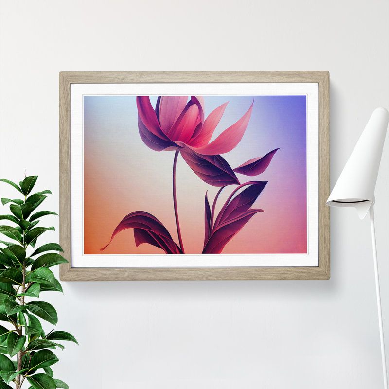 Flawless Modern Flower - Single Picture Frame Print, 25cm H x 34cm W x 2cm D, Oak Framed