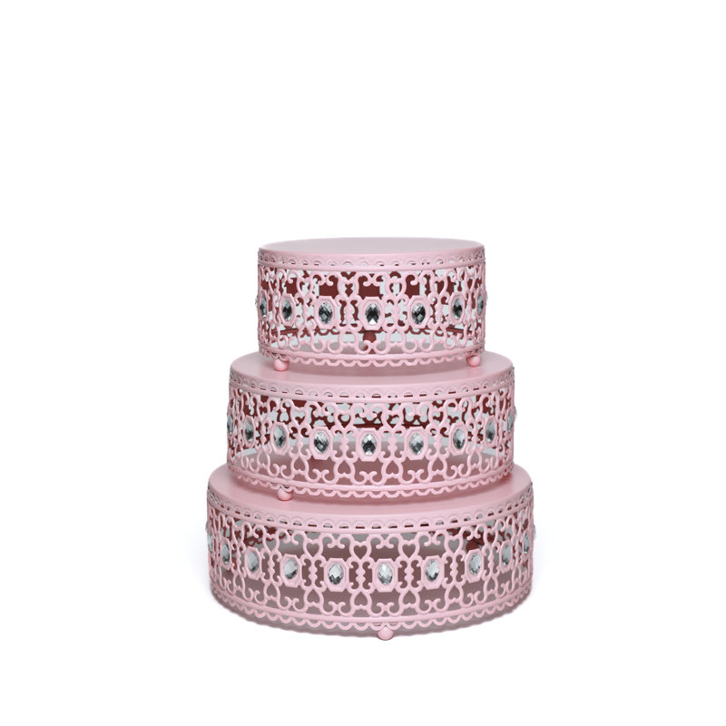 Senaida Moroccan 3 Piece Cake Stand Set, Pink