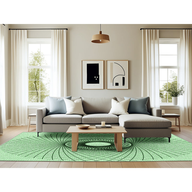 Tapis vert tissé à la machine, Rectangle 6 pi x 9 pi