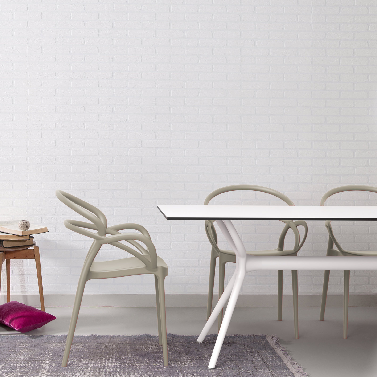 Farrah Stackable Patio Armchair, Dove Gray