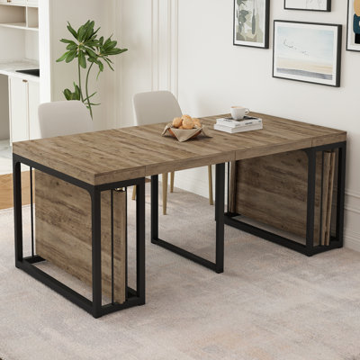 Table de salle à manger moderne extensible de 23,62 po à 118 po, pouvant accueillir de 2 à 10 personnes, table de salle à manger en bois peu encombrante pour la cuisine / salle à manger / salon, parfaite pour les réunions de famille / fêtes (bois antique)