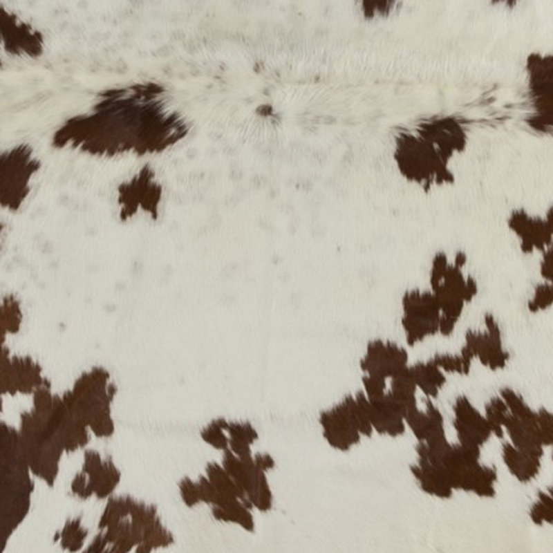 Tapis brun et blanc en cuir de vache 6 pi x 7 pi