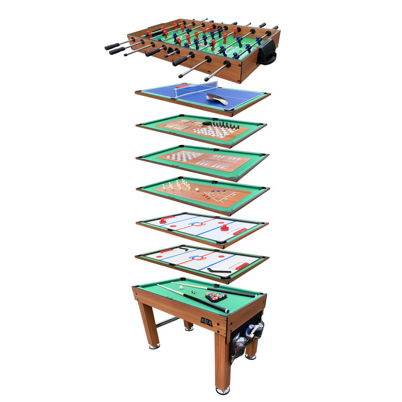 Table de jeux multifonctionnelle KICK Defender 48 po (122 cm) avec 10 jeux en 1, idéale pour la maison, la salle de jeux, les amis et la famille (brun).