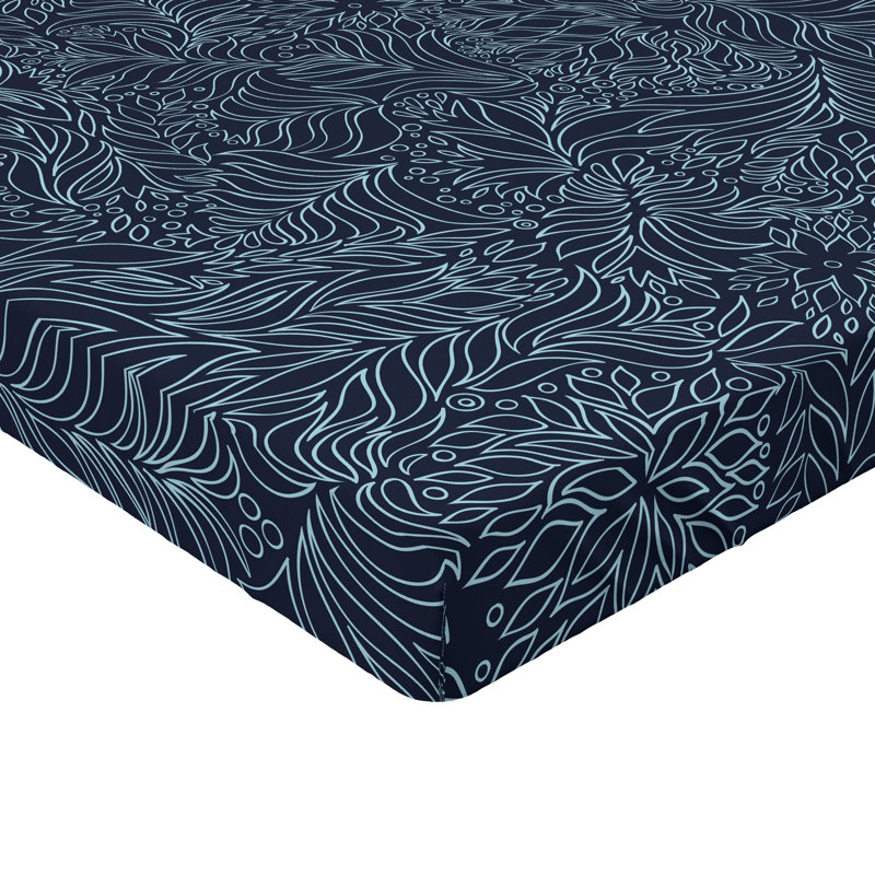 Drap-housse Ambesonne, paquet de 2, Bleu foncé / floral turquoise, Drap-housse grand