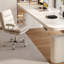 Bureau debout blanc rectangulaire en bois massif-674621828