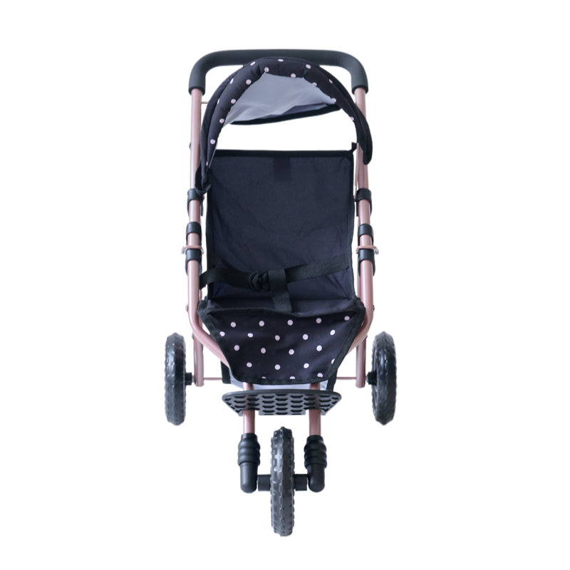 Teamson Kids Pin Up Confetti Doll Jogging Stroller with Retractable Canopy, Foldable Design & Storage Basket for 18" Dolls