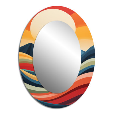 Minimalist Multicolor Sunrise Landscape - Country Oval Wall Mirror