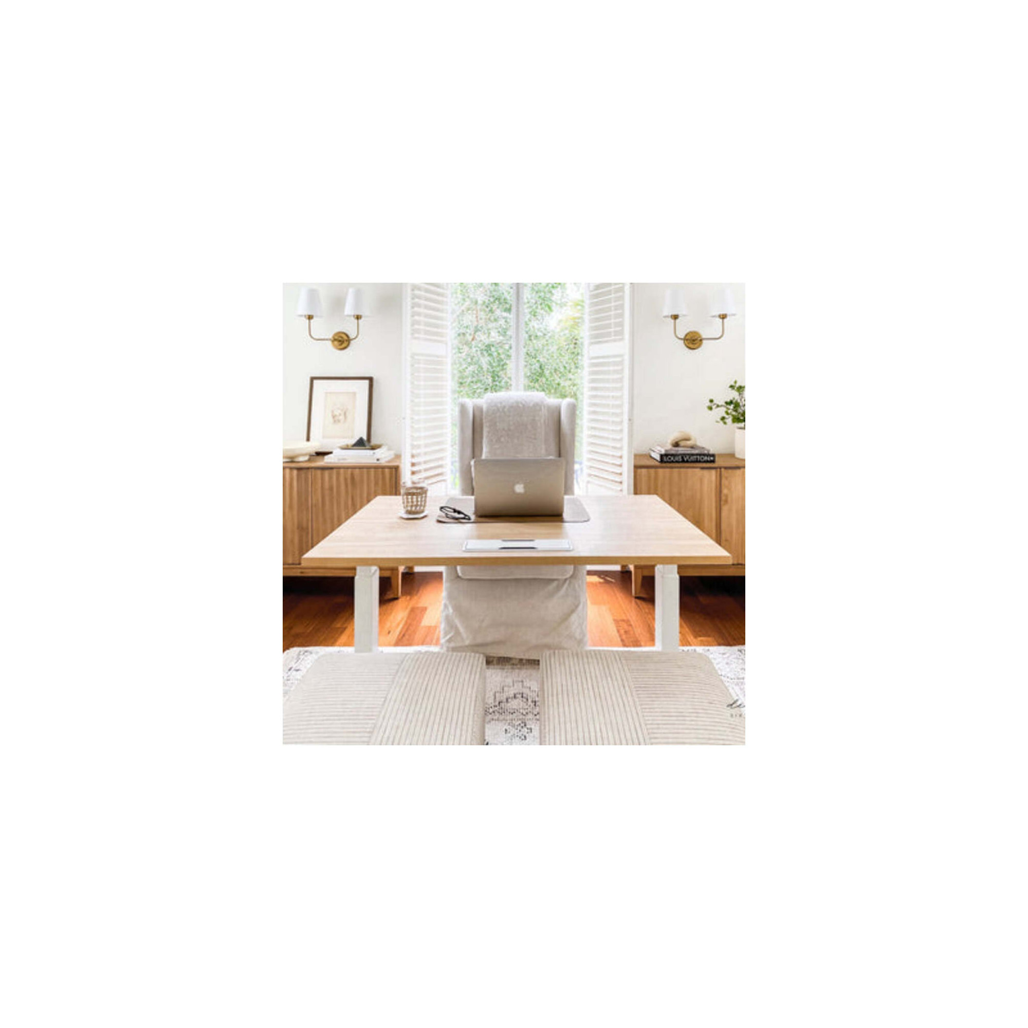 Standing Desk, Woodgrain, 52" H x 60" W x 30" D, White
