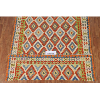 Reversible Wool Kilim Living Room Rug 7x9