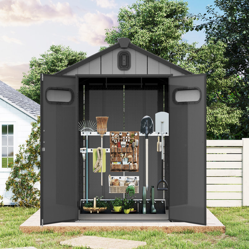 Remise de rangement extérieure en plastique, H 85,87 po x l 71,46 po x P 49,92 po