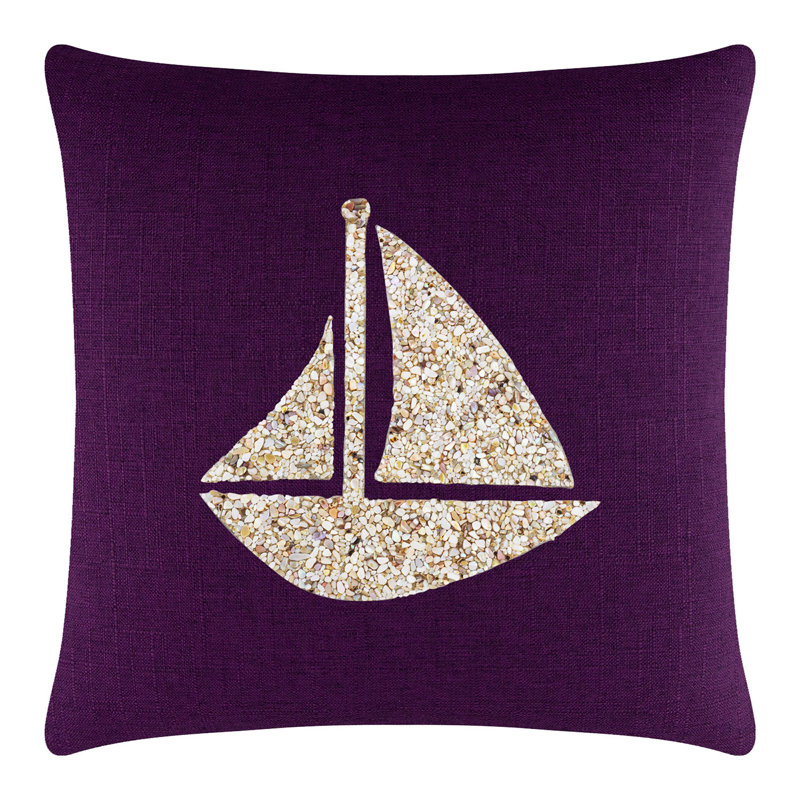 Coussin Sparkles Home Shell | Coussin Coastal, 16 po x 16 po, Mauve