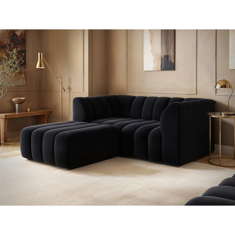 2 Seater Sofa & Chaise, Black