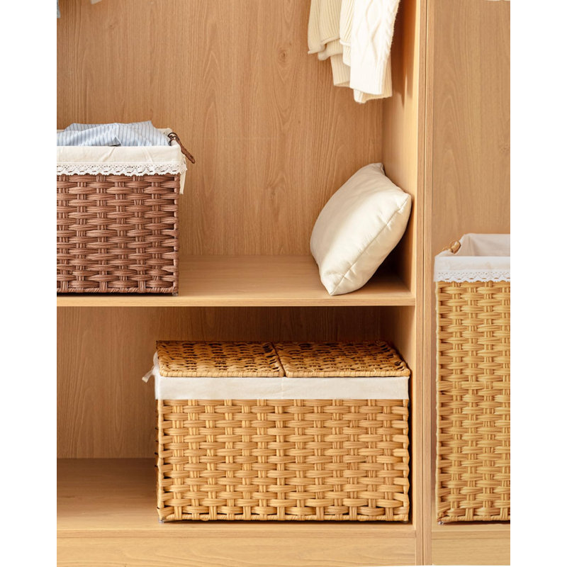 Panier de rangement avec paniers de rangement tissés en rotin