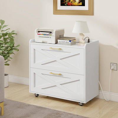 Lateral File Cabinet 2 Drawers File Cabinet With Charging Station For Legal/Letter/A4 Size by Mercer41