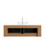 Meuble-lavabo suspendu de 122 cm (48 po) avec lavabo en verre cristal blanc, armoire de rangement, 2 tiroirs, préassemblé
